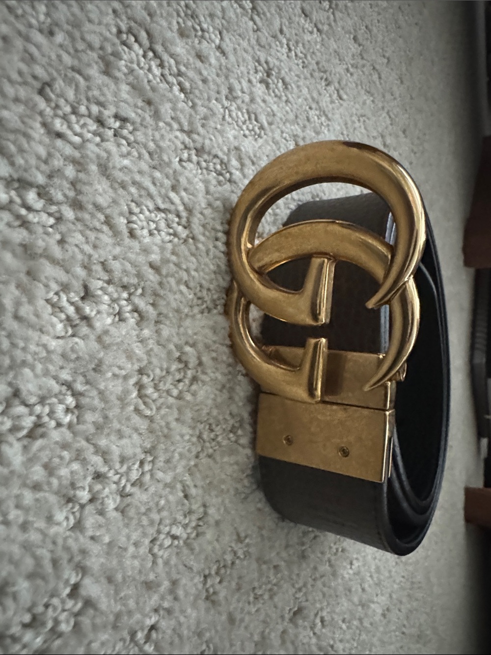 Gucci Black Leather Belt with Gold Double G Buckle